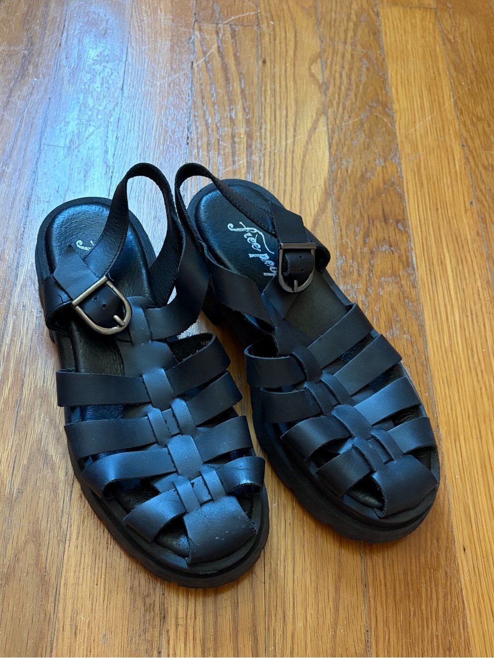 Free People Black Strappy Fisherman Sandals